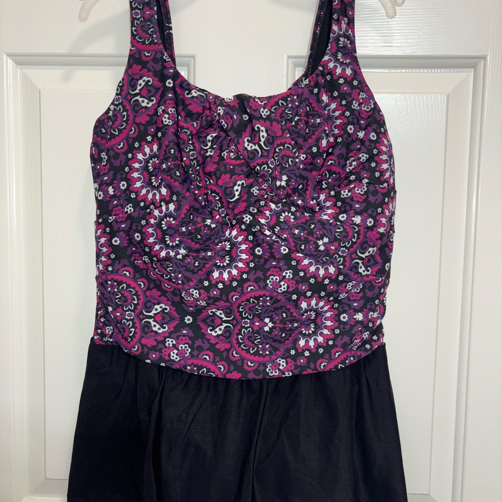 Women's Purple and Black One Piece Swimsuit